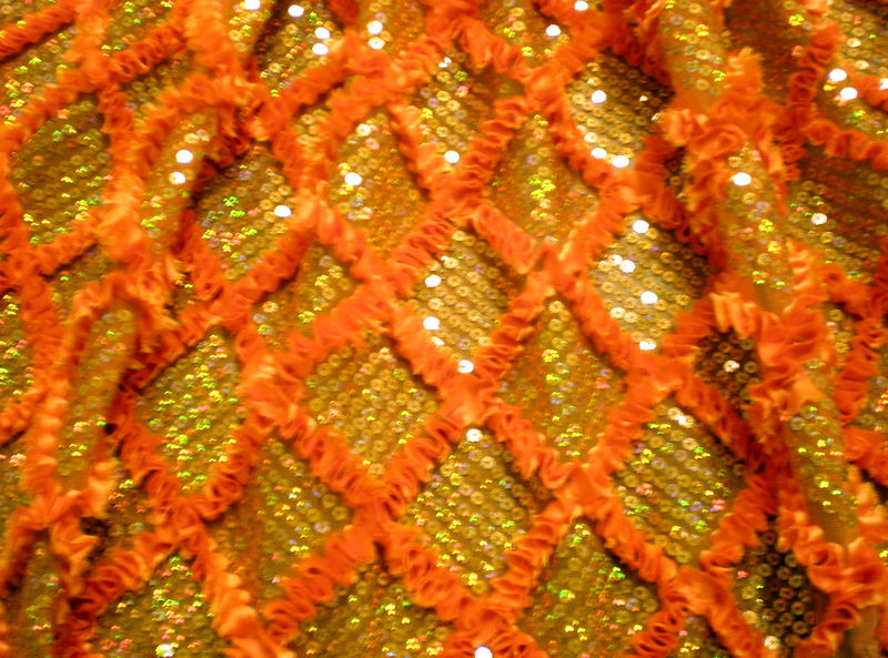 2.Orange Diamond Shape Sequins With Ribbon